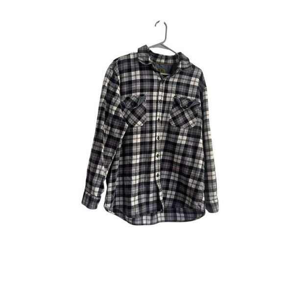 Anchorage Mens Black White Plaid Button Up Long Sleeve Flannel Shirt Top XL - Picture 1 of 12